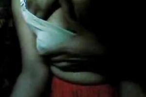 Perverted desi caresses Indian girl's bra buddies in front of the camera