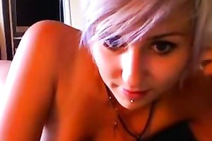 Webcam solo movie scene with a pierced legal age teenager masturbating