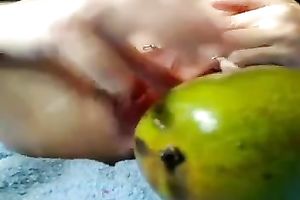 I love to fuck my pierced vagina with different fruits