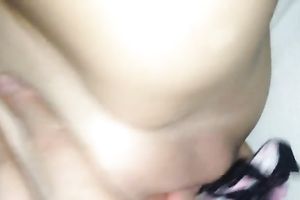 Lying on my ottoman with my panties in my alluring snatch