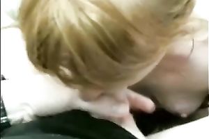Awesome POV with my redhead GF licking and biting my balls