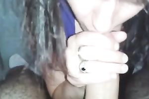 Ridiculously slutty dark brown sucks my 10-Pounder like mad