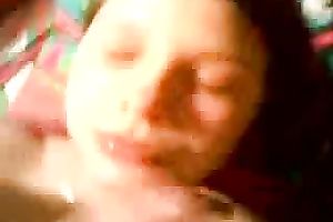 I jism new face of stupid amateur with cum after welcoming orall-service