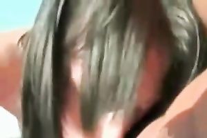 Raven-haired floozy desires a recent load of cum in her face hole