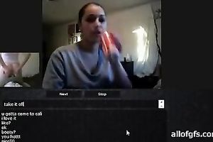 cBusty hottie shows her well-developed boobies to her ally on webcam