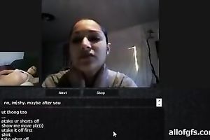 cBusty hottie shows her well-developed boobies to her ally on webcam