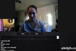 cBusty hottie shows her well-developed boobies to her ally on webcam