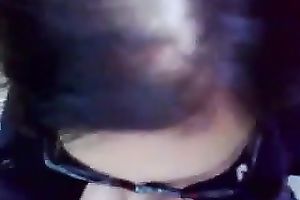 My nerdy brunette hair goddes gives me outdoors fellatio