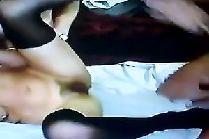 Her hairy and soaked slit got reamed hard by her recent ally