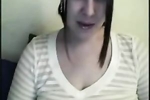 Webcam solo with a juggy brunette hair milf showing her milk cans