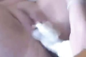 Masturbating with a double headed vibrator on intimate web camera vid