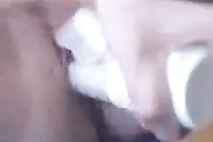 Masturbating with a double headed vibrator on intimate web camera vid