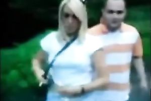 Skanky blond Scottish girlfriend fucked in public