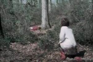 Red head bawdy bitch fingers her sexy kitty right in forest