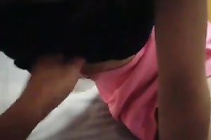 Asian coed sucks my prick and lets me fuck her shaggy muff