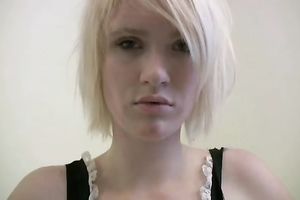 Small breasted lusty blondie masturbates greedily in her bedroom