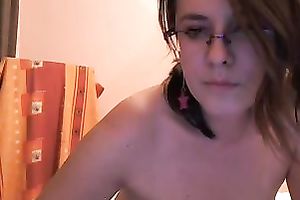 Beautiful natural breasts of a smart and nerdy juvenile hottie