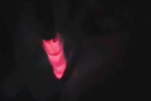 Fondled the love tunnel of my aged horny white wife with light sticks