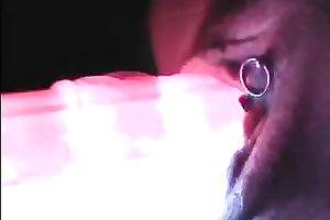 Fondled the love tunnel of my aged horny white wife with light sticks