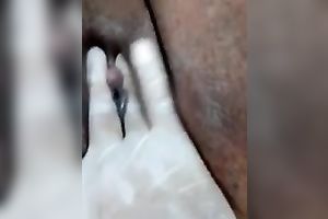 big beautiful woman dark cum-hole of my ebony mature slutwife on closeup tape