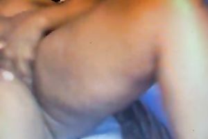 Chunky dark web camera non-professional floozy masturbating in solo act
