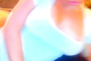 Sensual brunette hair slutwife fingers her pussy in front of a livecam