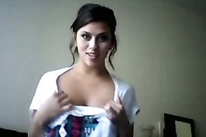 Stunning brunette hair college girl likes to tease me on cam