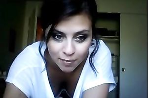 Stunning brunette hair college girl likes to tease me on cam