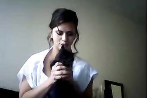 Stunning brunette hair college girl likes to tease me on cam