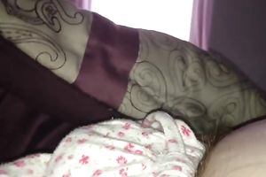 My big beautiful woman husband lets me play with her nipps and unshaved slit