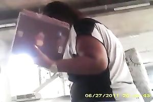 This large butted doxy has no idea she is being recorded