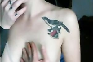 Webcam solo with my ex GF flashing her natural boobs