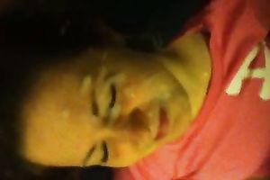 Hot chick receives a giant cum discharged on her gorgeous face after a irrumation