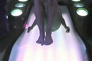 Hidden livecam act with a gal masturbating in solarium