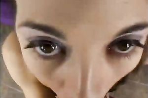 Frisky slut with lewd eyes craves her lover's sticky cream badly