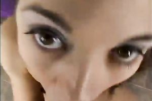 Frisky slut with lewd eyes craves her lover's sticky cream badly