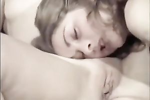 Three lesbo lustful woman lovely every other with double sex toy