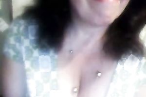 This aged brunette hair woman doesn't know what to do on web camera