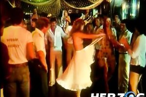 Lewd stripper receives her hairy twat pounded in a bar