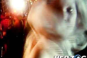 Lewd stripper receives her hairy twat pounded in a bar