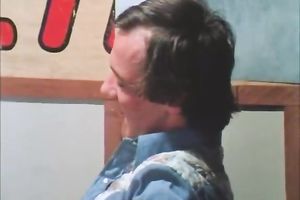 Curly-haired retro skank demonstrates her worthwhile fellatio skills