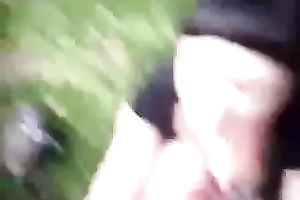 Outdoor POV with a brunette hair hussy engulfing my knob in a park