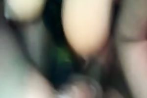 She spits all the cum deposit in the glass and savors it like juice