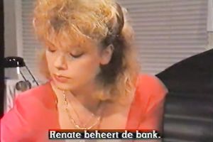 Naughty playgirl gives oral-sex sitting below the table