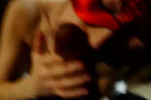 Amateur Babe Sucks And Strokes Massive Black Cock In Masked Blowjob Action