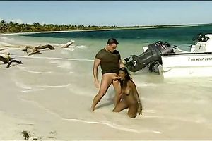 Watching A Gorgeous Ebony Babe Get Ravaged Hard And Rough On The Sand