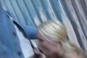 Fucking Horny Blonde Slut Rides Big Black Cock Outdoors
