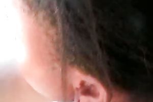 Busty Black Babe Voraciously Deepthroats In Tight Car Backseat