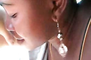 Busty Black Babe Voraciously Deepthroats In Tight Car Backseat