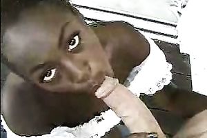 Ebony Babe Delivers Mind-Blowing Blowjob, Making Him Moan With Pleasure